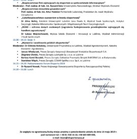 Forum Eksportu 2019 “Czynniki determinujące intensyfikację polskiego eksportu” 16.05.2019 r.